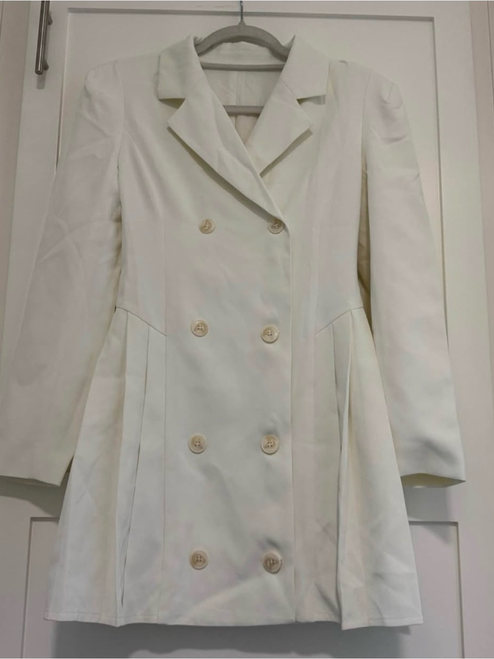 Women's Long Sleeve Double-Breasted Cream Dress Blazer